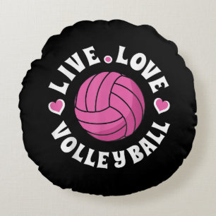Live Love Volleyball For Women Girls Volleyball Fa Round Pillow