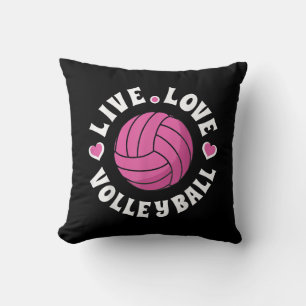 Live Love Volleyball For Women Girls Volleyball Fa Throw Pillow