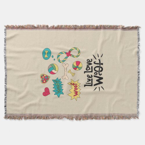 Live Love Woof Whimsical Woven Blanket