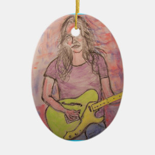 Live Music Girl Sketch Ceramic Ornament