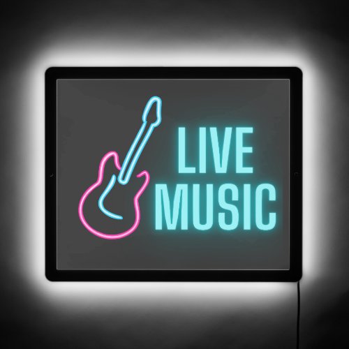 Live Music Neon Guitar  LED Sign