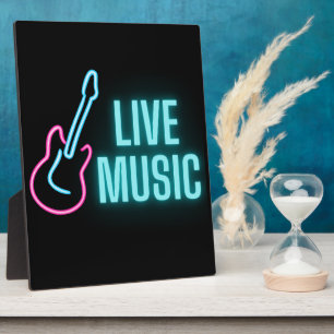 Live Music Neon Guitar Plaque
