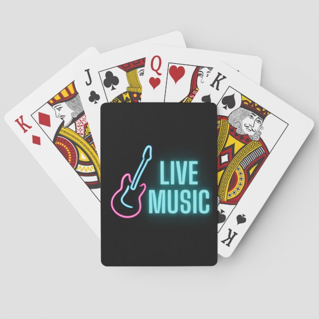 Live Music Neon Guitar   Poker Cards (Back)