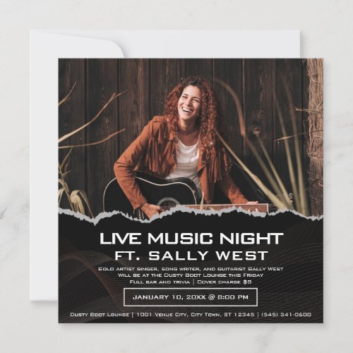 Live Music Night Photo Promo Flyer Invitation