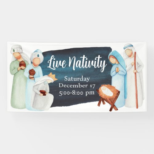 Live Nativity Christmas Church Banner