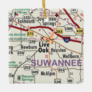 Live Oak Florida Map Ceramic Ornament