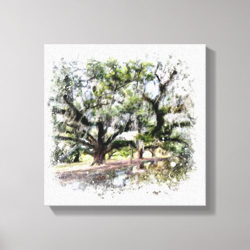  Live Oak New Orleans Living Oaks Art Painting  Canvas Print