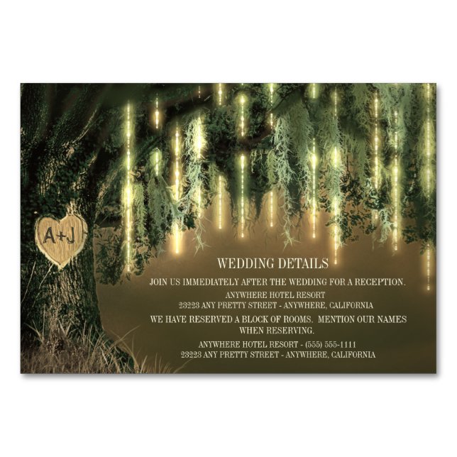 Live Oak Tree Spanish Moss Reception + Hotel Cards (Front)