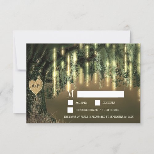 Live Oak Tree Spanish Moss Wedding RSVP Cards