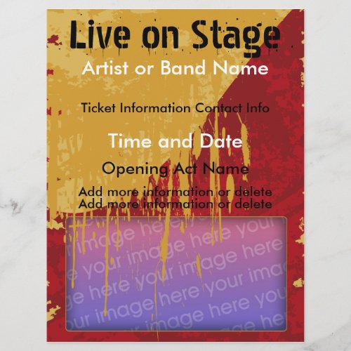 Live on Stage Red and Tan Music Flyer