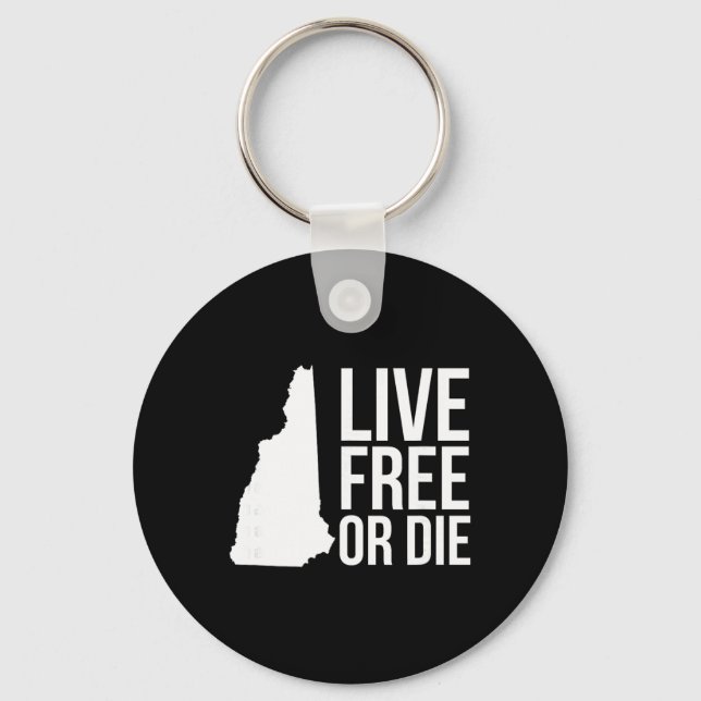 Live Or Die Nh Motto New Hampshire Map  Keychain (Front)