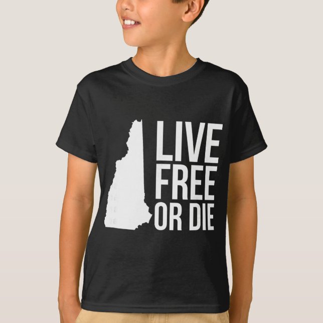 Live Or Die Nh Motto New Hampshire Map  T-Shirt (Front)
