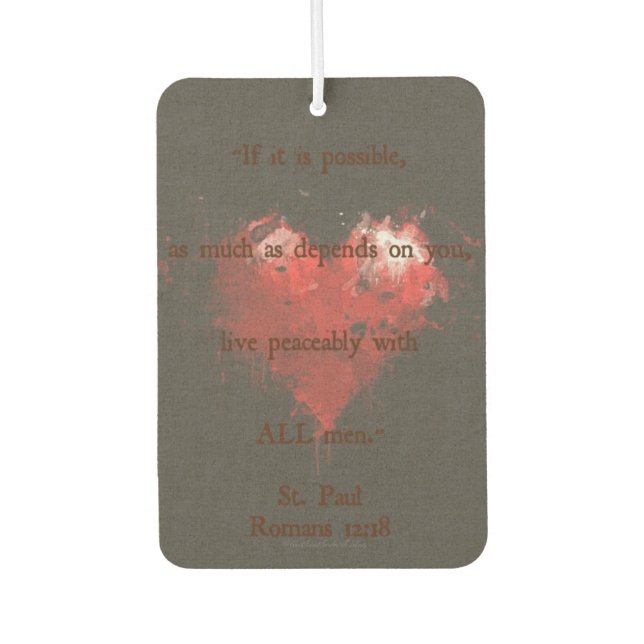 Live Peaceably Romans 12:18 Air Freshener (Front)