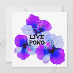 Live Pono Hawaiian Hibiscus Purple Blue Floral Card