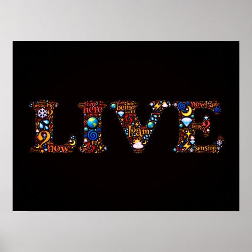 Live _ Positive Affirmations Colorful Word Art Poster