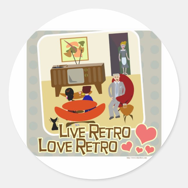 Live Retro Love Retro Slogan Classic Round Sticker (Front)