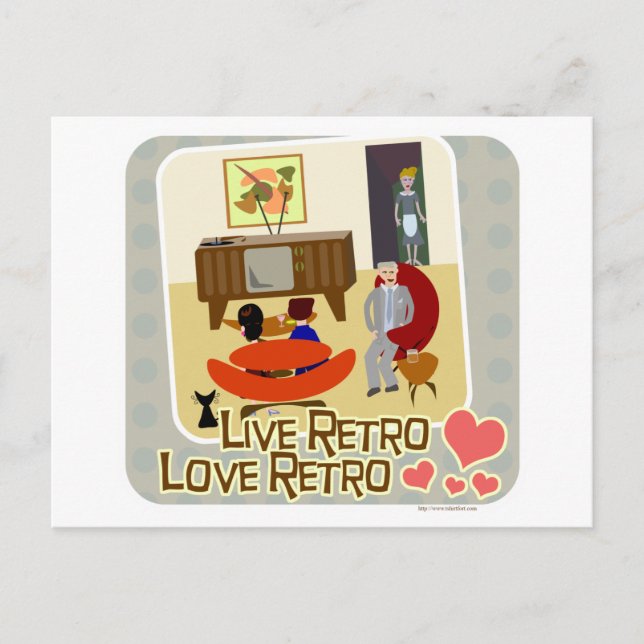 Live Retro Love Retro Slogan Postcard (Front)