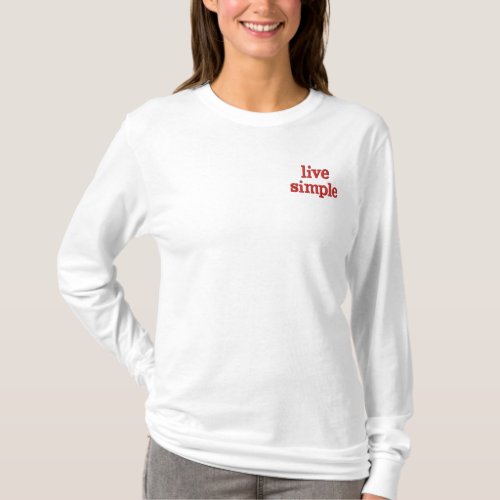 LIVE SIMLE EMBROIDERED LONG SLEEVE T_Shirt