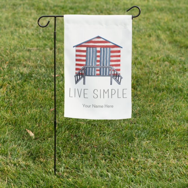 Live Simple Quote Nautical Summer Beach Hut Cabana Garden Flag (In SItu)