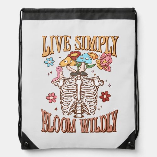 Live Simply Bloom Wildly Drawstring Bag