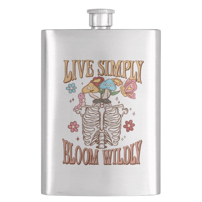 Live Simply, Bloom Wildly Flask (Front)