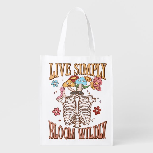 Live Simply, Bloom Wildly Grocery Bag (Front)