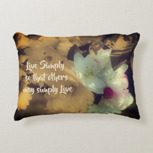 Live Simply Blossoms Inspirational Words  Accent Pillow