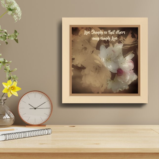 Live Simply Blossoms Inspirational Words Framed Framed Art (Table Top)