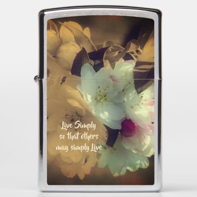 Live Simply Blossoms Inspirational Words  Zippo Lighter (Front)