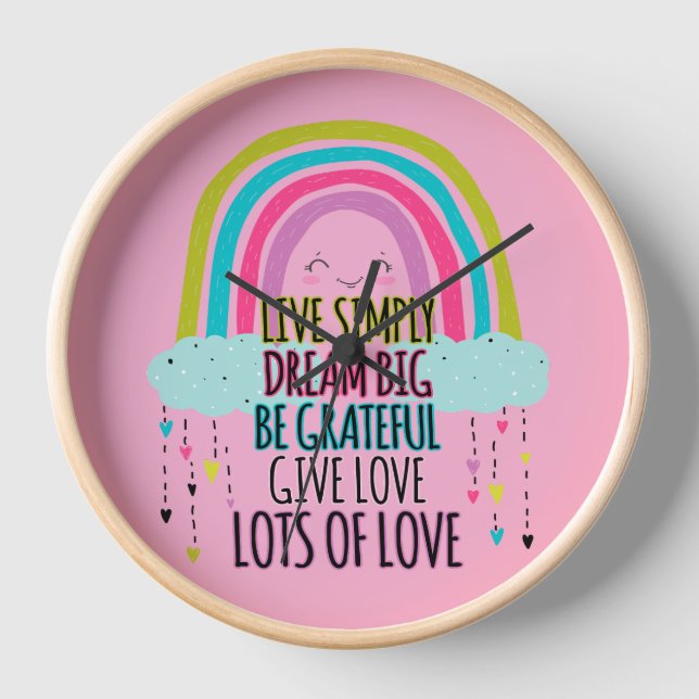 Live Simply Dream Big Be Grateful Give Love  Clock (Front)