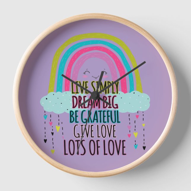 Live Simply Dream Big Be Grateful Give Love  Clock (Front)