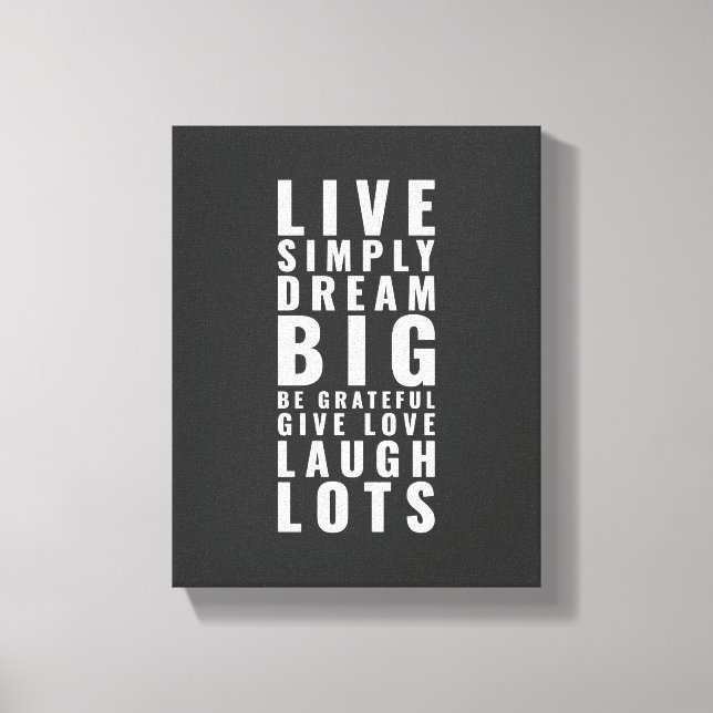 Live simply dream big | Inspirational Quote Canvas Print (Front)