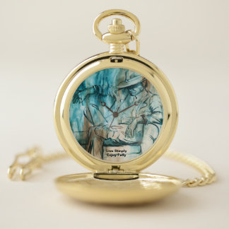Live Simply, Enjoy Fully. Unique Gift for Men Pocket Watch