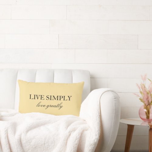 Live Simply Love Greatly Quote Elegant Typography Lumbar Pillow