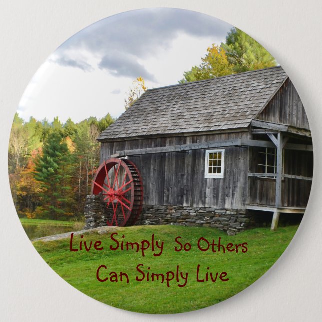 Live Simply Old Mill Button (Front)