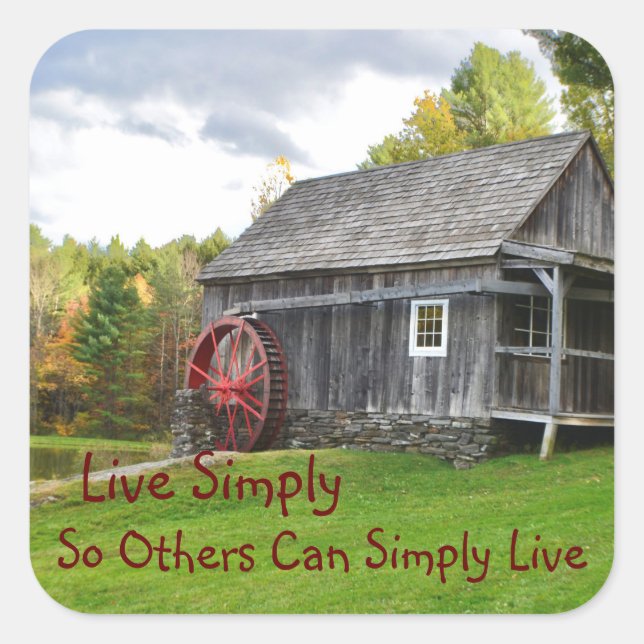 Live Simply Old Mill Square Sticker (Front)