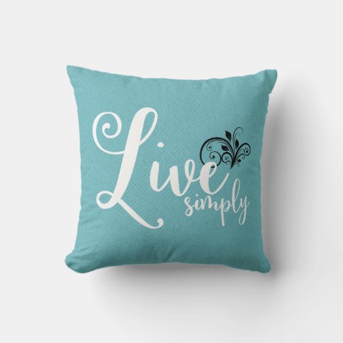 Live Simply Text Farmhouse Style Throw Pillow