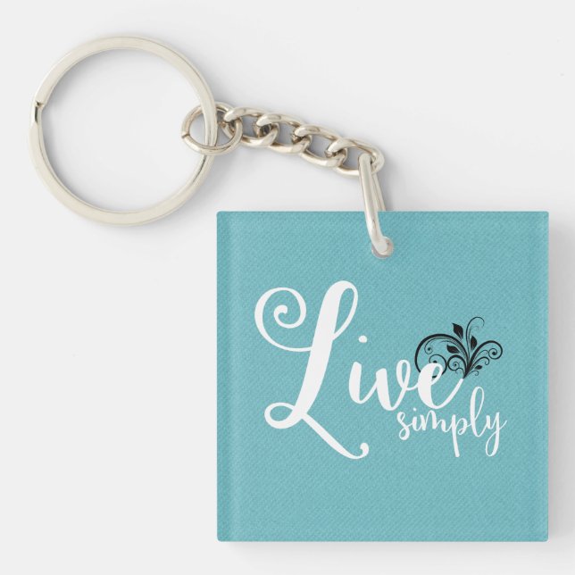 "Live Simply" Typography Quote Keychain (Front)
