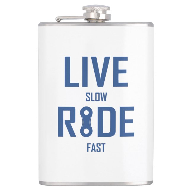 Live Slow Ride Fast Cycling Flask (Front)