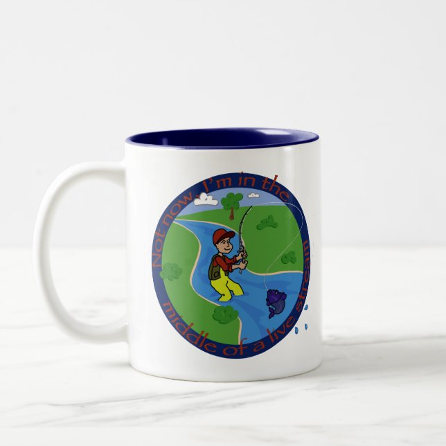 Live stream fishing  Two-Tone coffee mug (Left)