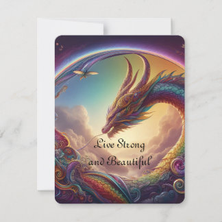 Live strong and beautiful Dragon Rainbow  Holiday Card