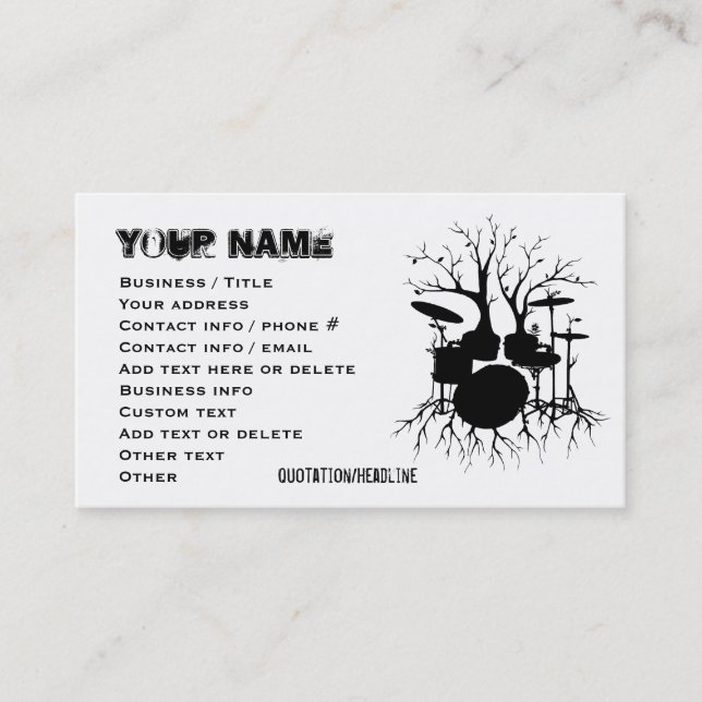 Live the Beat to the Tempo of Creation (Drum art, Business Card (Front)