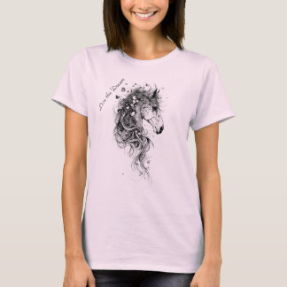 "Live the Dream B&W Whimsical Abstract Horse T-Shirt