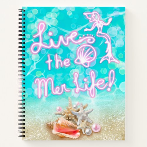 Live the Mer Life _ Ocean Shell Beach Notebook 