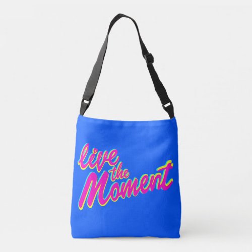 Live the moment text slogan tote bag