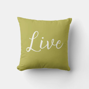 Live Throw Pillow Lime Green White