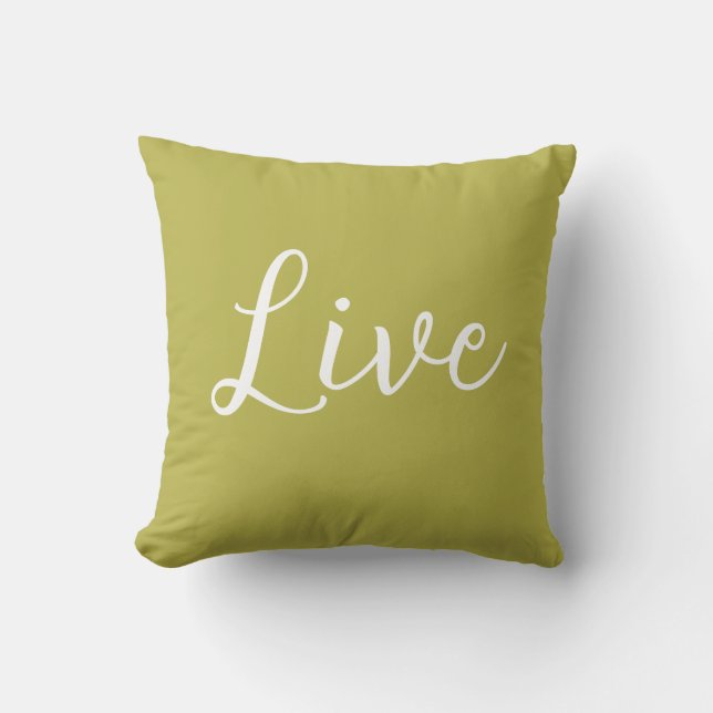 Live Throw Pillow Lime Green White (Front)