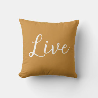 Live Throw Pillow Mustard Yellow White