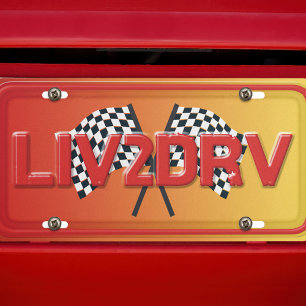 Live To Drive LIV2DRV Racing Art  License Plate