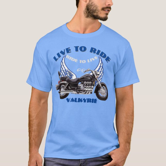 Live To Ride F6 Valkyrie motorcycle design - Blue  T-Shirt (Front)